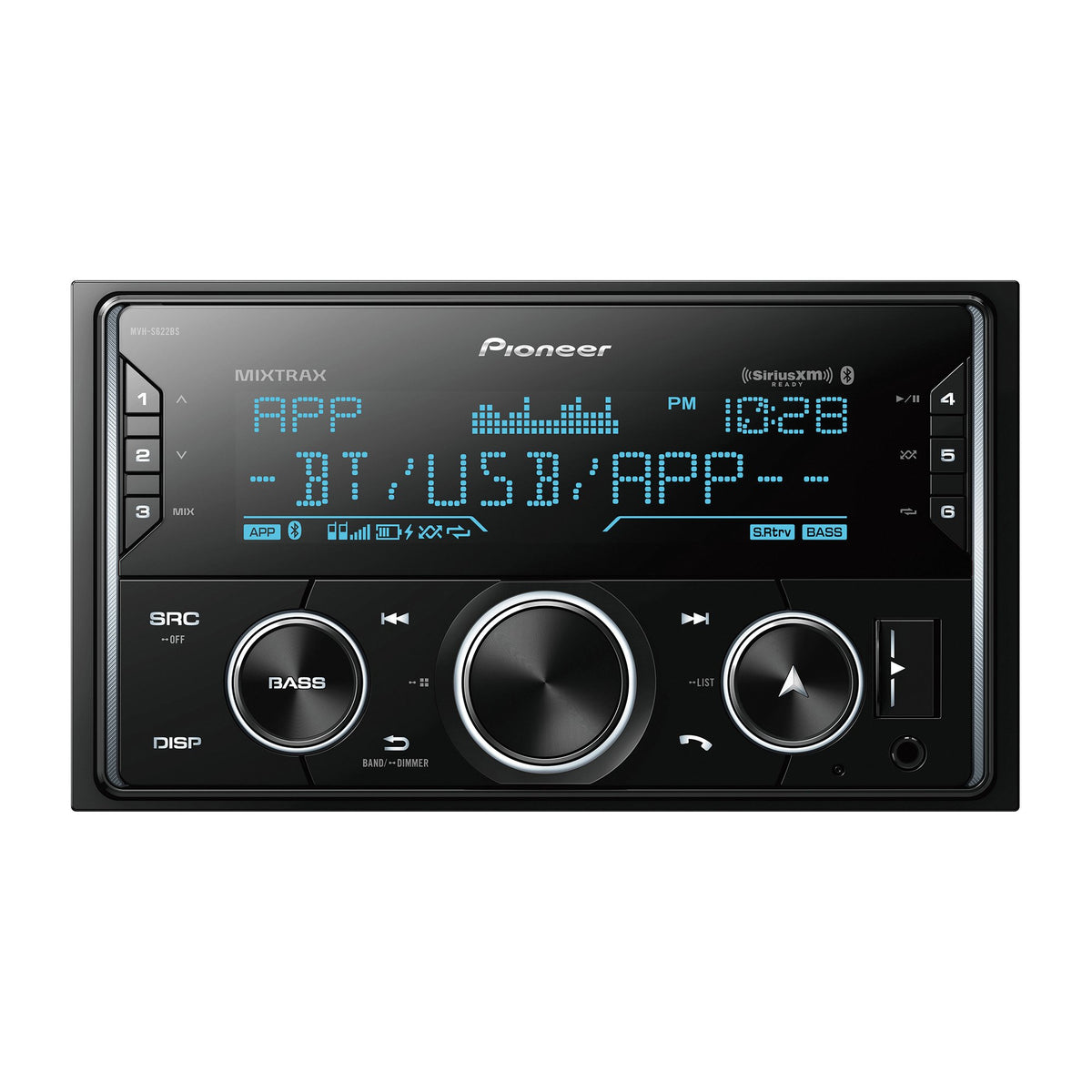 Pioneer MVH-S622BS Double-DIN Digital Media Receiver with Bluetooth, SiriusXM Ready