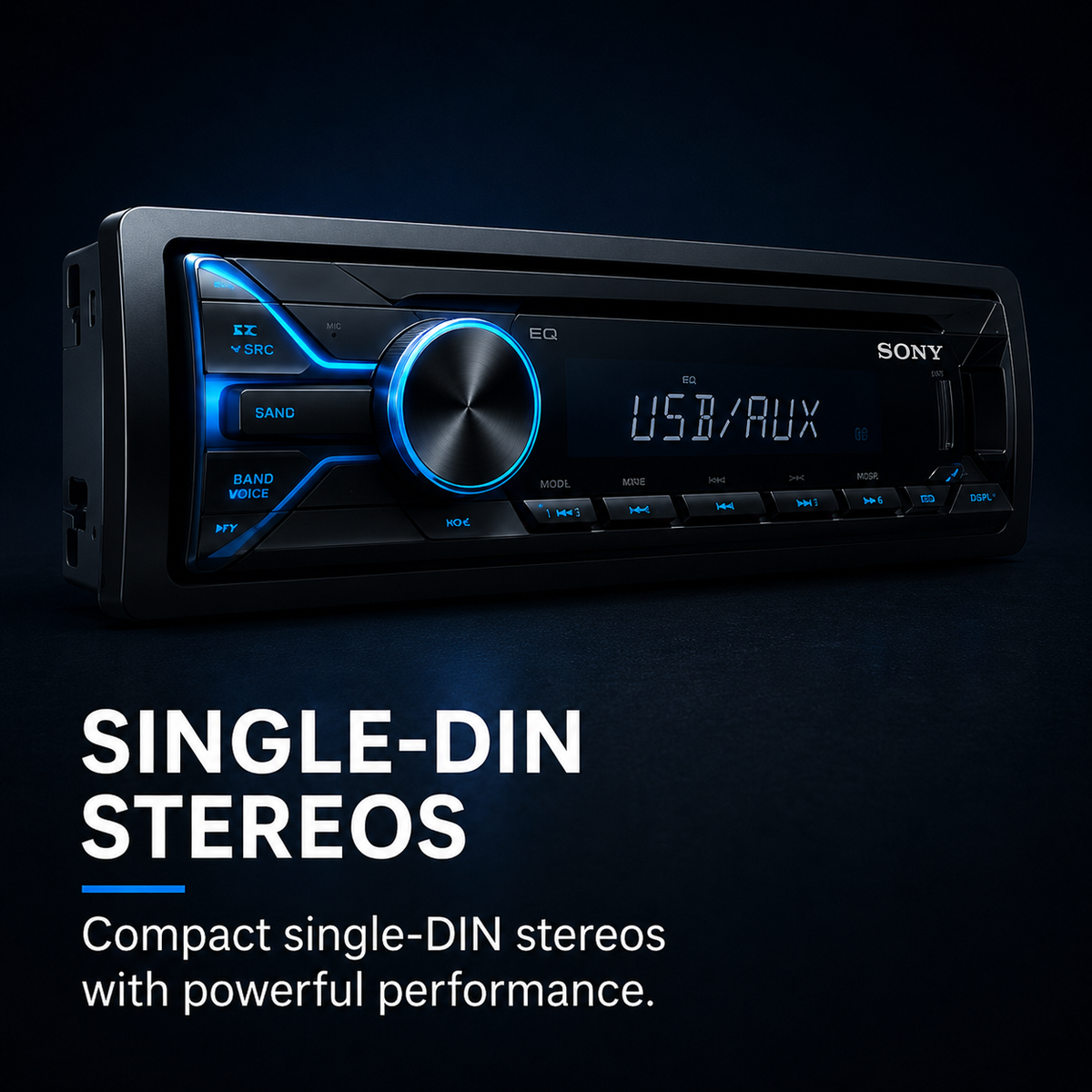 Refurbished Single-DIN car stereos and receivers