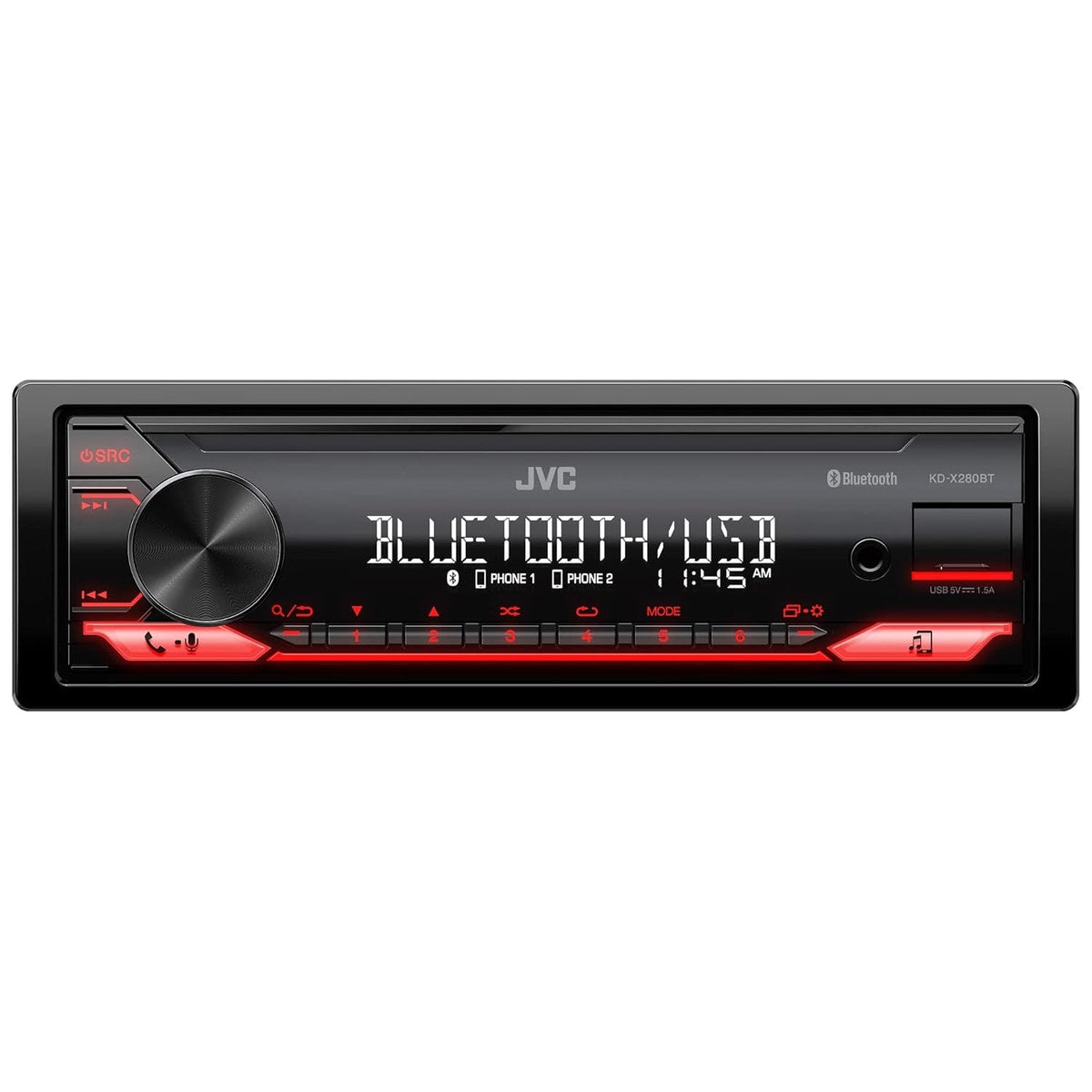 Refurbished JVC KD-X280BT Single-DIN Bluetooth Digital Media Receiver