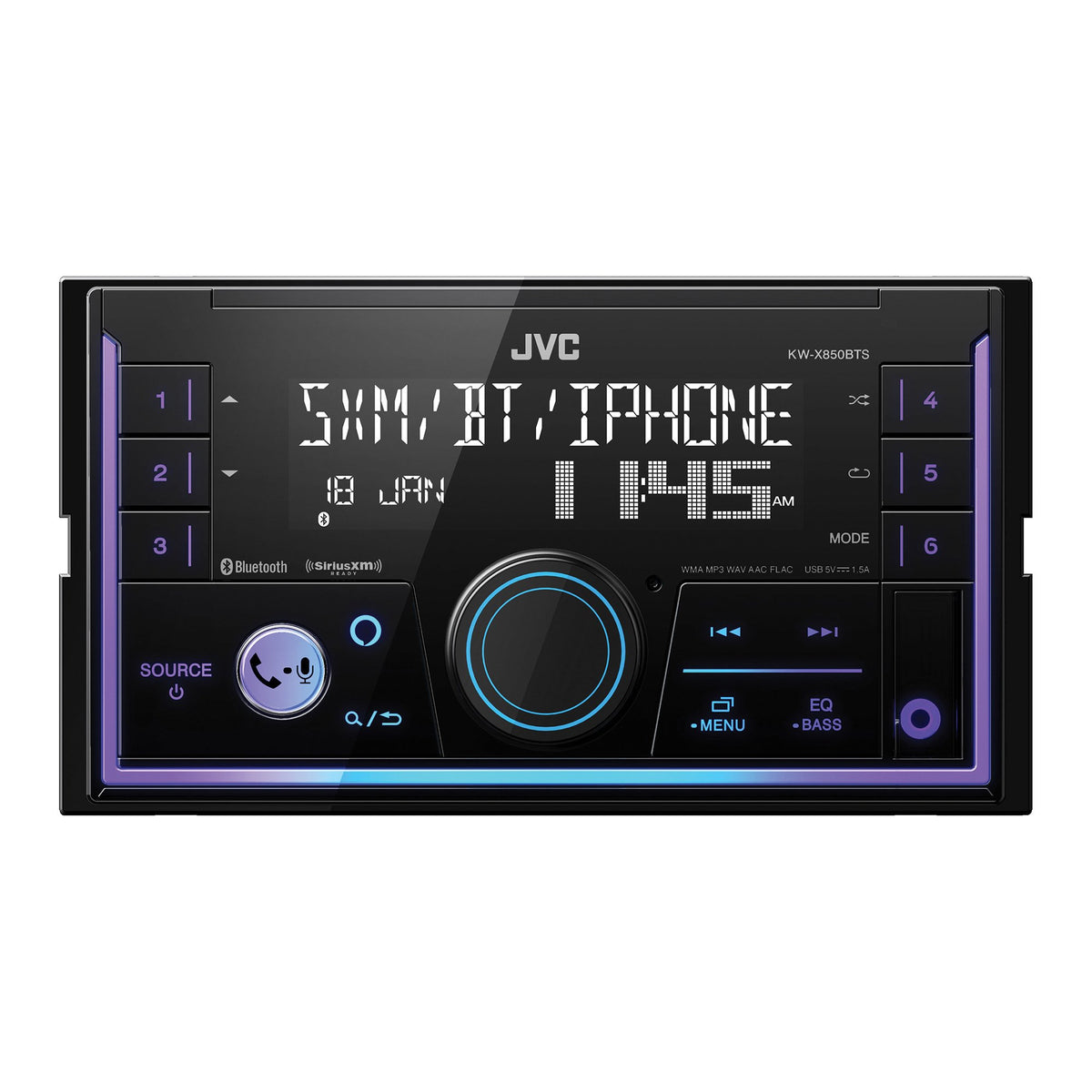 JVC KW-X850BTS Double-DIN Digital Media Receiver with Bluetooth, Alexa, SiriusXM Ready