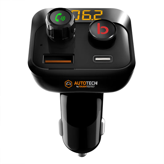 ToughTested TT-FM-BST Bluetooth FM Transmitter with Bass Boost and Dual USB Charging, Black
